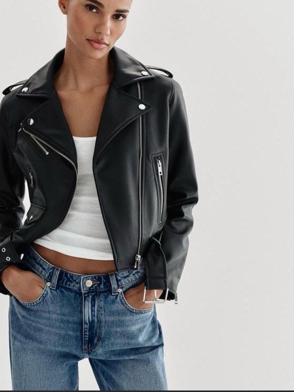 Zara Black Faux Leather Moto Jacket